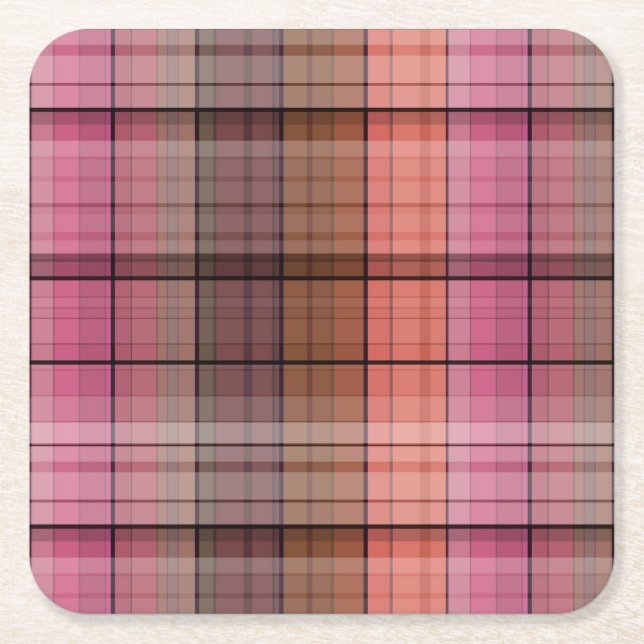 Brauner Tartan Rechteckiger Pappuntersetzer (Vorderseite)