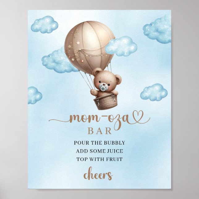Brauner Teddy-Bär Heißluftballon Mama-osa-Bar Poster (Vorne)