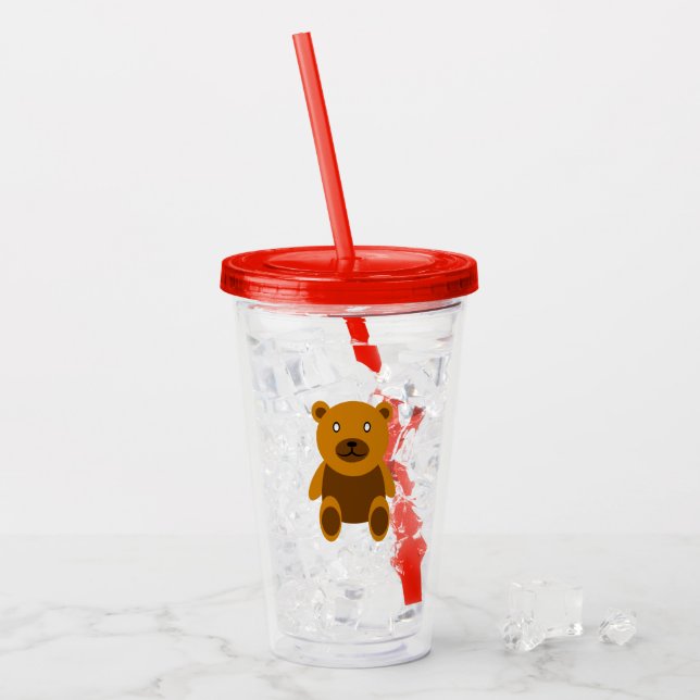 Brauner Teddybär Acryltrinkbecher (Vorderseite Ice)