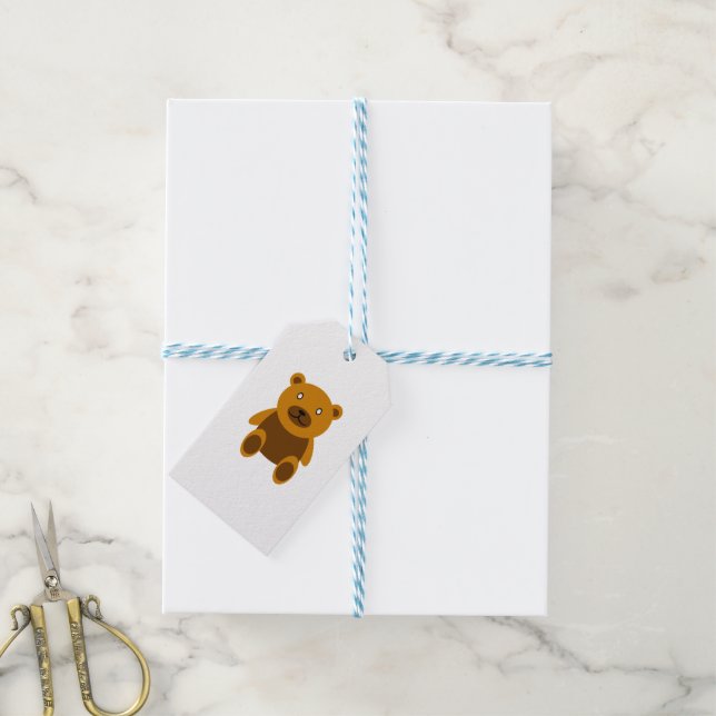 Brauner Teddybär Geschenkanhänger (Mit Garn)