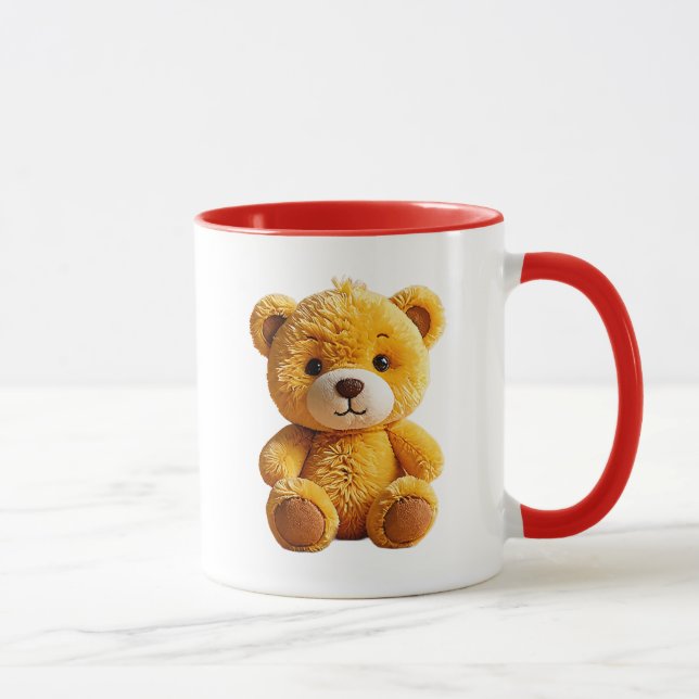 Brauner Teddybär mit süßem Pelz. Tasse (Rechts)