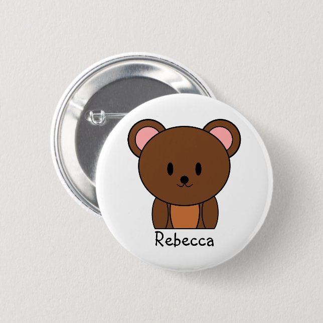 Brauner Teddybär Personalisiert Button (Vorne & Hinten)