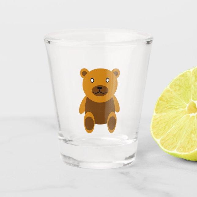 Brauner Teddybär Schnapsglas (Vorderseite)