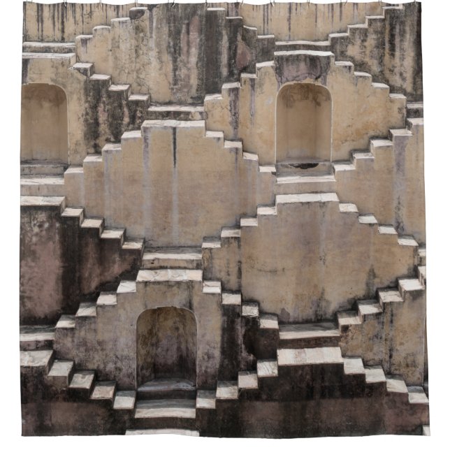 Brauner Tempelentwurf Duschvorhang (Vorderseite)