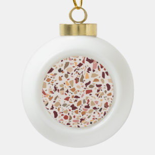 Brauner Terrazzo: vintage, trendiges Muster. Keramik Kugel-Ornament