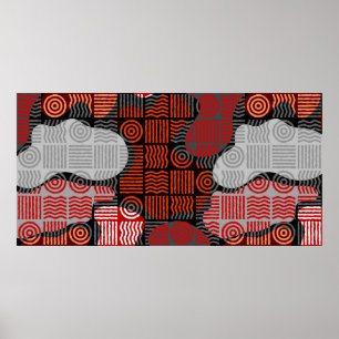 Brauner tribaler geometrischer Hintergrund im Bloc Poster