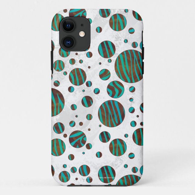 Brauner und Aquamariner Polka Dot Zebra Case-Mate iPhone Hülle (Rückseite)