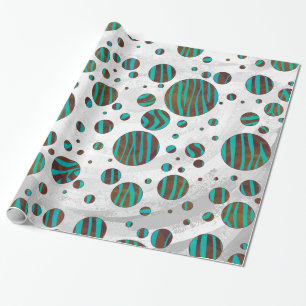 Brauner und Aquamariner Polka Dot Zebra Geschenkpapier