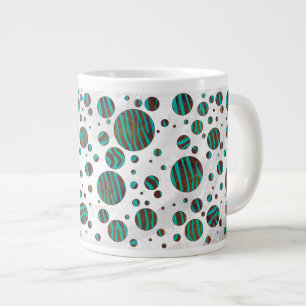 Brauner und Aquamariner Polka Dot Zebra Jumbo-Tasse