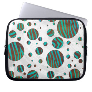 Brauner und Aquamariner Polka Dot Zebra Laptopschutzhülle