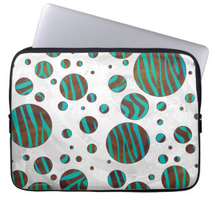 Brauner und Aquamariner Polka Dot Zebra Laptopschutzhülle