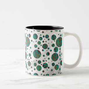 Brauner und Aquamariner Polka Dot Zebra Zweifarbige Tasse