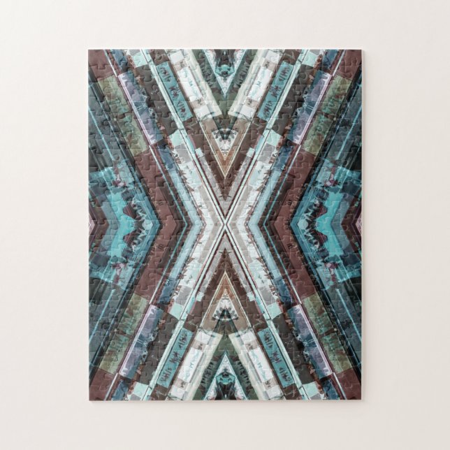 Brauner und Blauer Kaleidoskop Puzzle (Vertikal)