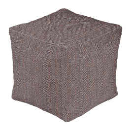 Brauner und blauer Tweed-Bildkubierter Pouf Kubus Sitzpuff