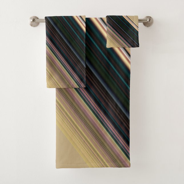 Brauner und grüner Streifen Badhandtuch Set (Insitu)