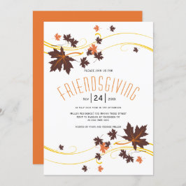 Brauner und orangefarbener Ahorn Blätter Herbst Fr Einladung