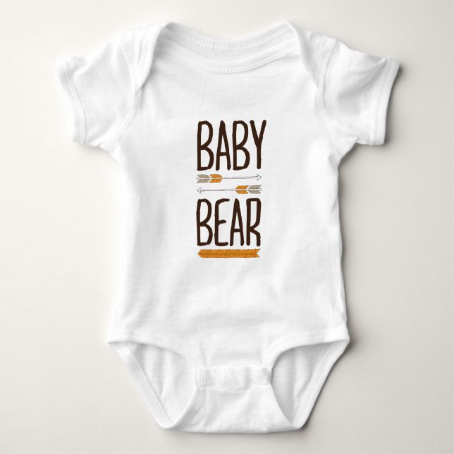 Brauner und orangefarbener Handzieher Typ Grizzly  Baby Strampler (Vorderseite)