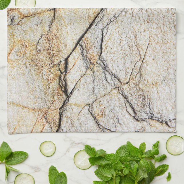 Brauner und schwarz getexturierter Stabstein Geschirrtuch (Gefaltet)