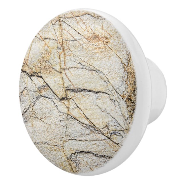 Brauner und schwarz getexturierter Stabstein Keramikknauf (Rechts)