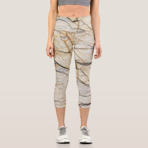 Brauner und schwarzer texturierter Marmorstein  Capri Leggings