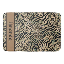 Brauner und schwarzer Tiger und Zebradruck Badematte