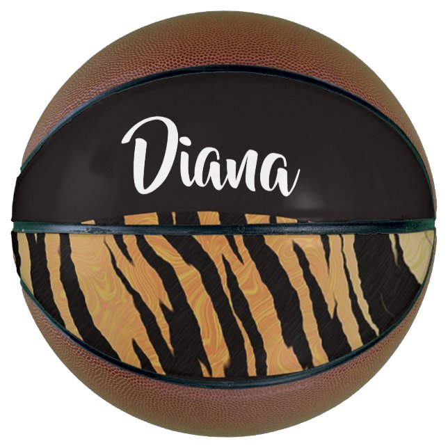 Brauner und schwarzer Tigerprint Basketball (Vorderseite)