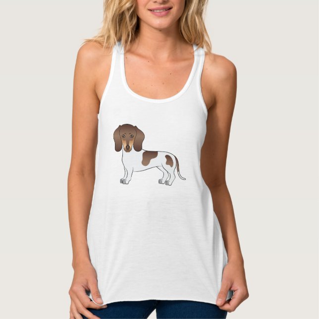 Brauner und Tan Piebald, glatter Dackel Hund Tank Top (Vorderseite)