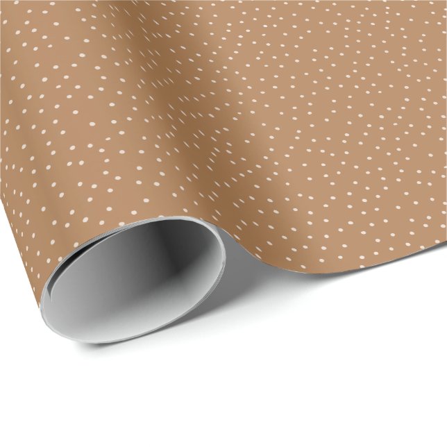 Brauner und warmer weißer Polka-Punkt gestrichen w Geschenkpapier (Rolleneckpunkt)