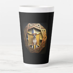 Brauner und weißer Boxerhund in einem futuristisch Milchtasse
