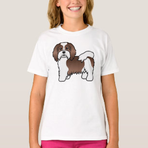 Brauner und weißer Havanese süßer Cartoon-Hund T-Shirt