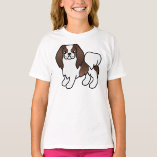 Brauner und weißer japanischer Chin-Cartoon-Hund T-Shirt