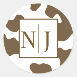 Brauner und weißer Kuhdruck Land Western Rodeo Runder Aufkleber