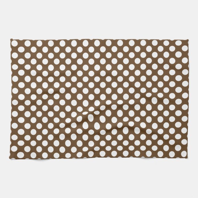 Brauner und weißer Polka-Dot Küchentuch (Horizontal)
