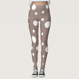 Brauner und weißer Polka-Dot Leggings