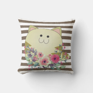 Brauner und weißer Streifen Kissen