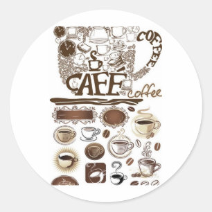 brauner Vektorkaffee Runder Aufkleber