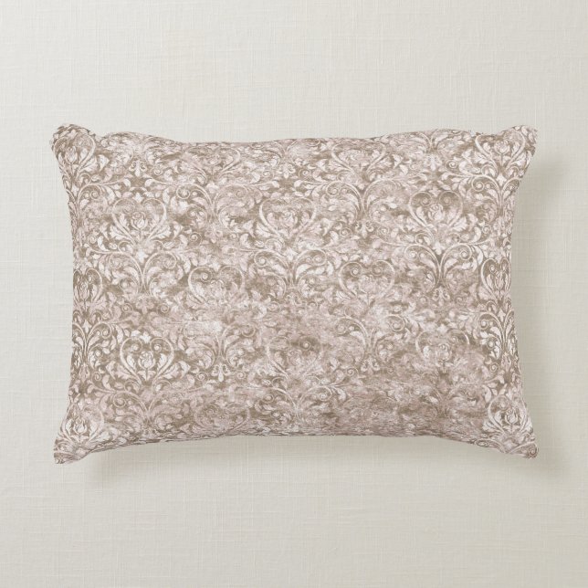 Brauner Verzierter Swirl Blühe AntiquitätenVintag Dekokissen (Vorderseite)