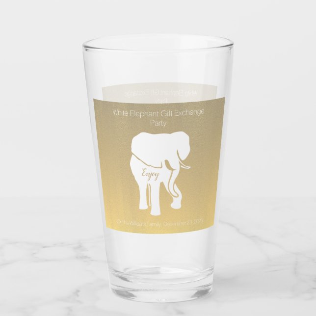 Brauner weißer Elefant-Geschenk-Austausch benutzer Glas (Vorderseite)