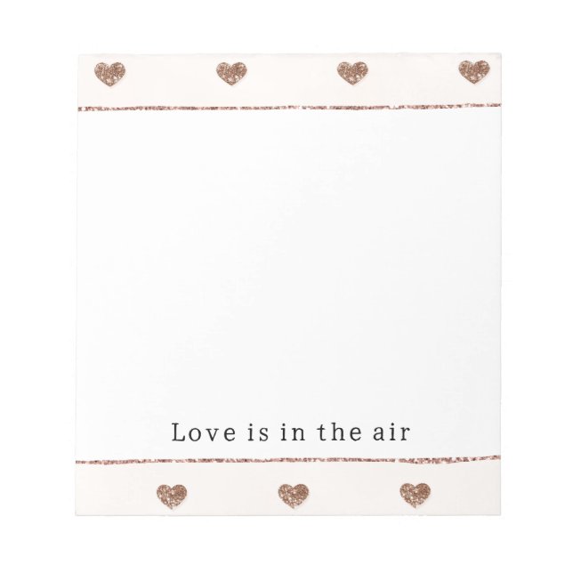Brauner Zucker Blush Rosa Glitzer Herzen  Notizblock (Vorderseite)