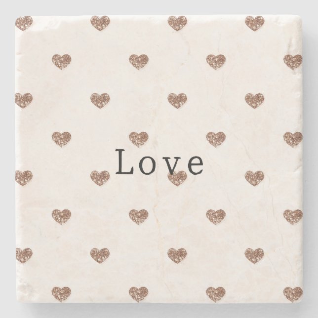 Brauner Zucker Glitter Herzen Liebe Valentinstag Steinuntersetzer (Vorderseite)