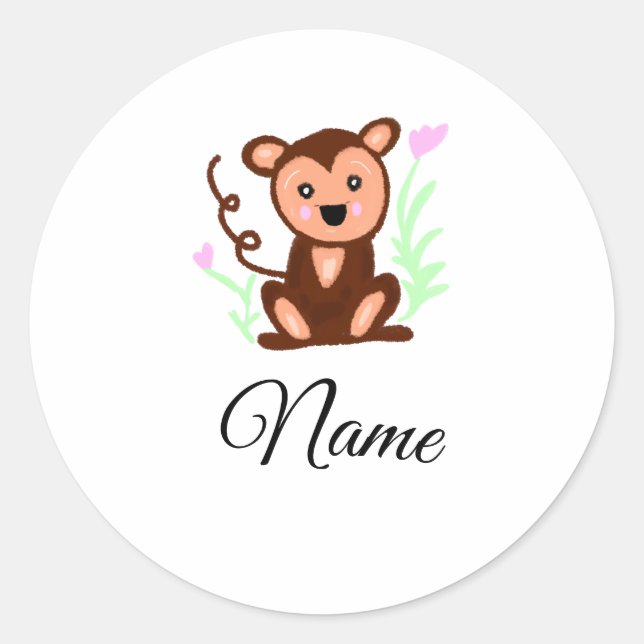 Braunes Aquarelltier Runder Aufkleber (Vorderseite)