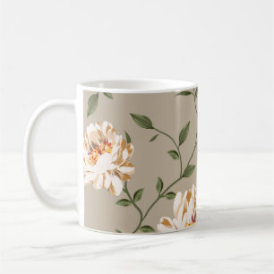 braunes Blumenmuster auf blauem Hintergrund Kaffeetasse