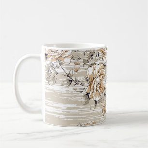 braunes Blumenmuster auf Textur Hintergrundmuster Kaffeetasse
