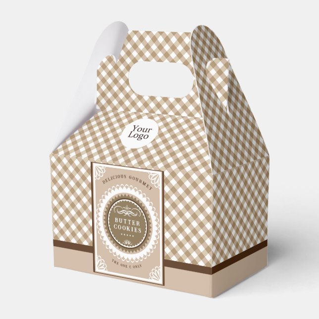 Braunes Büffel-Gingham  Geschenkschachtel (Vorderseite)