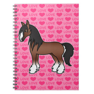 Braunes Cartoon Gypsy Vanner Shire Clydesdale Lieb Notizblock