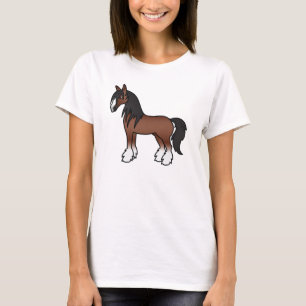 Braunes Cartoon Gypsy Vanner Shire Clydesdale Pfer T-Shirt