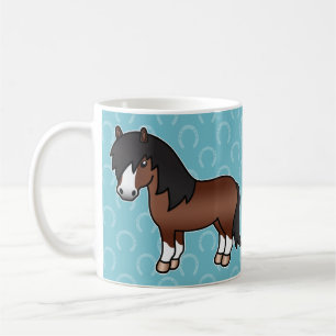Braunes Cartoon Shetlandpony Tasse