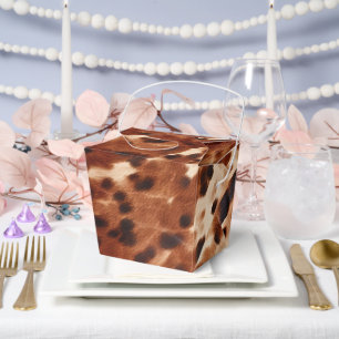 Braunes Cream Black Cowhide Hochzeit Geschenkschachtel