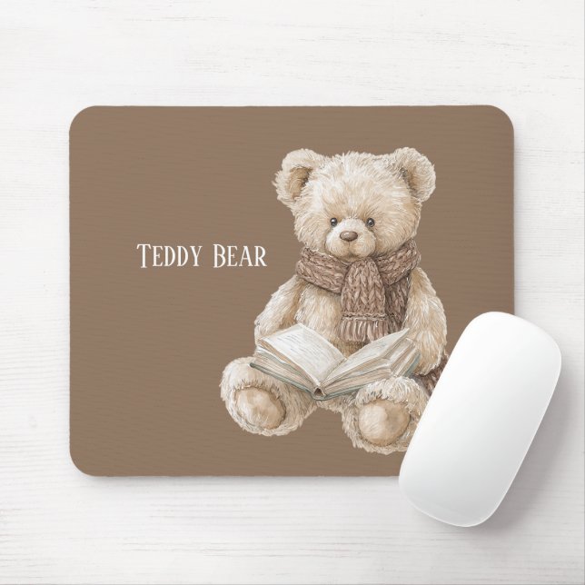 Braunes Creme Teddybär Buch Mousepad (Mit Mouse)