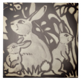 Braunes Cremes Kaninchen Blumenblätterung Holzdeko Fliese